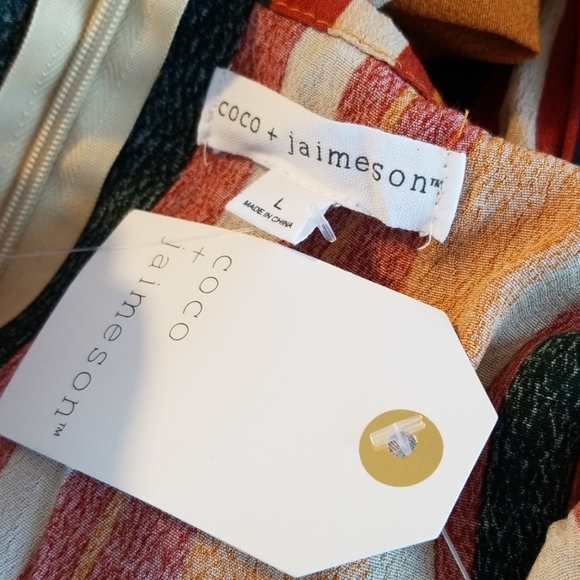 COCO & JAMISON Striped Split Wide Leg Jumpsuit - Picture 8 of 9